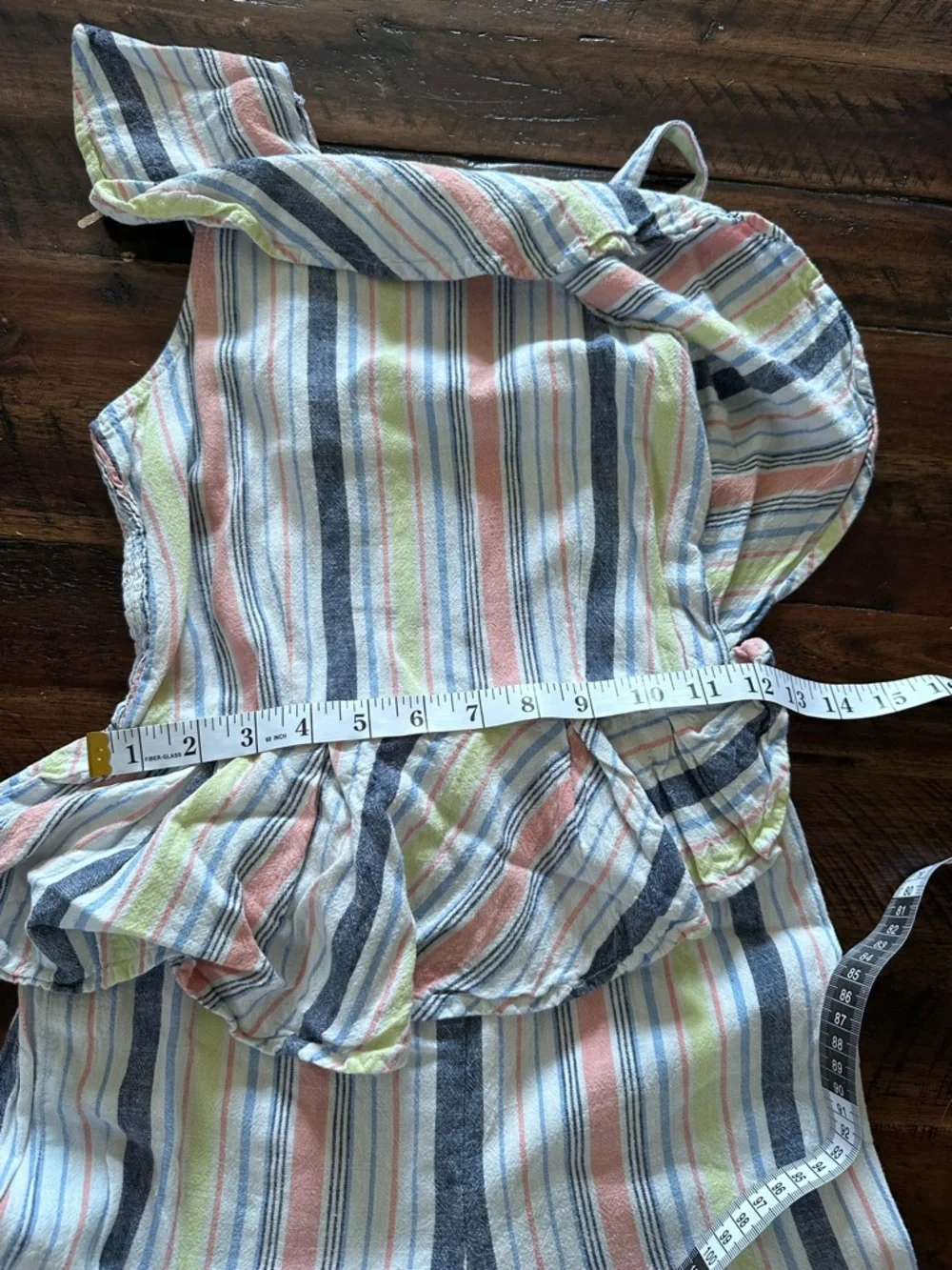 Habitual Girls Striped Jumpsuit Linen Blend Ruffle One Shoulder 10